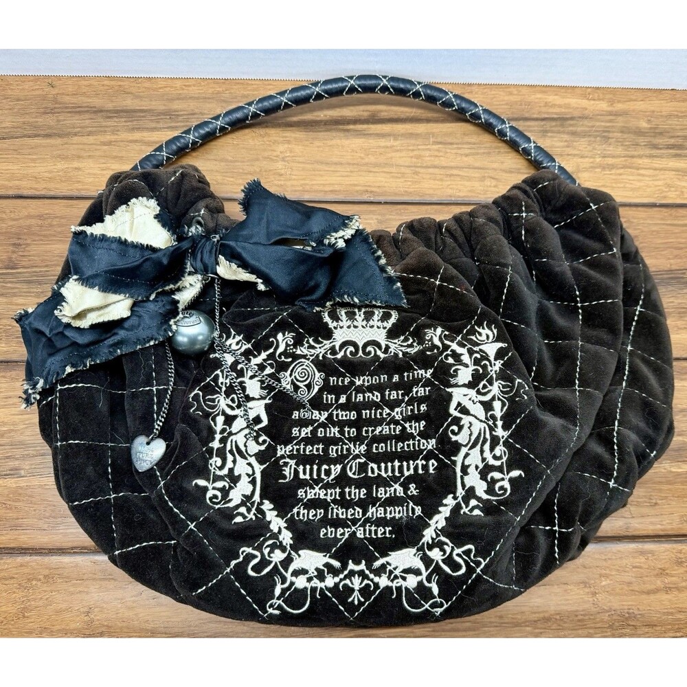Vintage Juicy Couture Brown Velour “Once Upon A Time” Tote Bag Purse Y2K 2000s